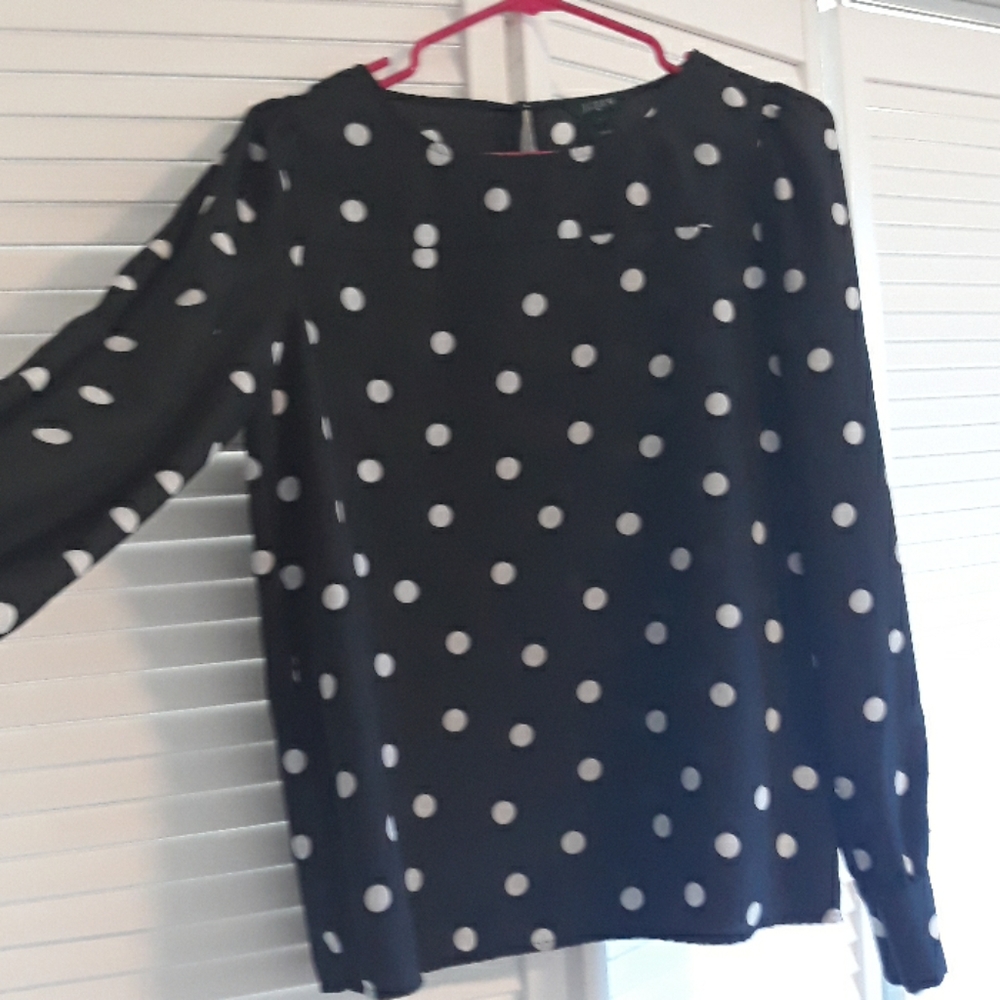 J. Crew long sleeve polka dot blouse